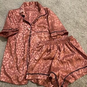 Pink cheetah print pajamas XS